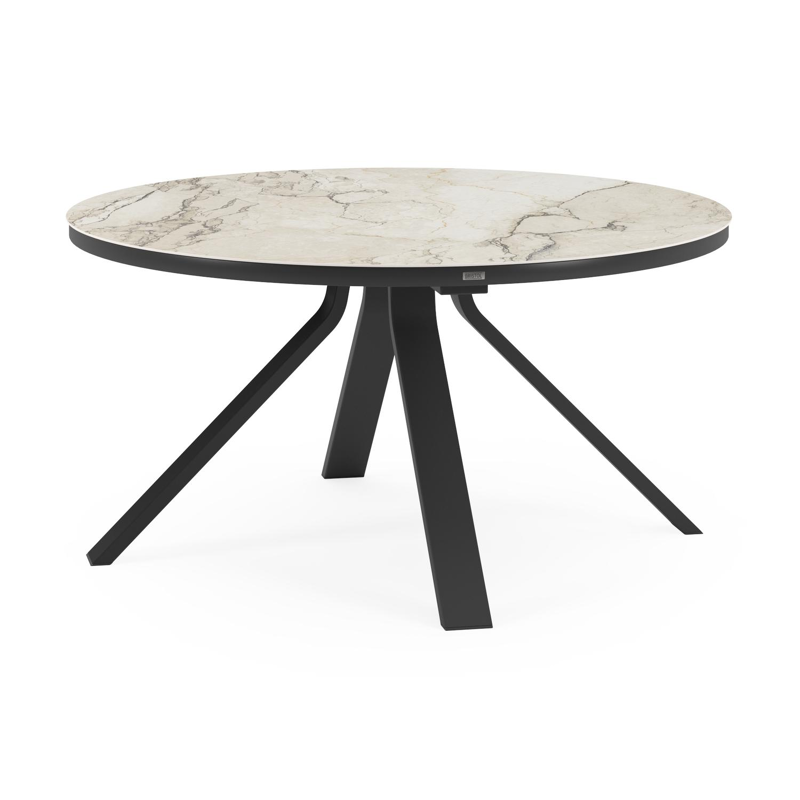 Cesano tuintafel rond in zwart aluminium en volkeramiek colorado dunes - Dia. 148 x H 73.5 cm