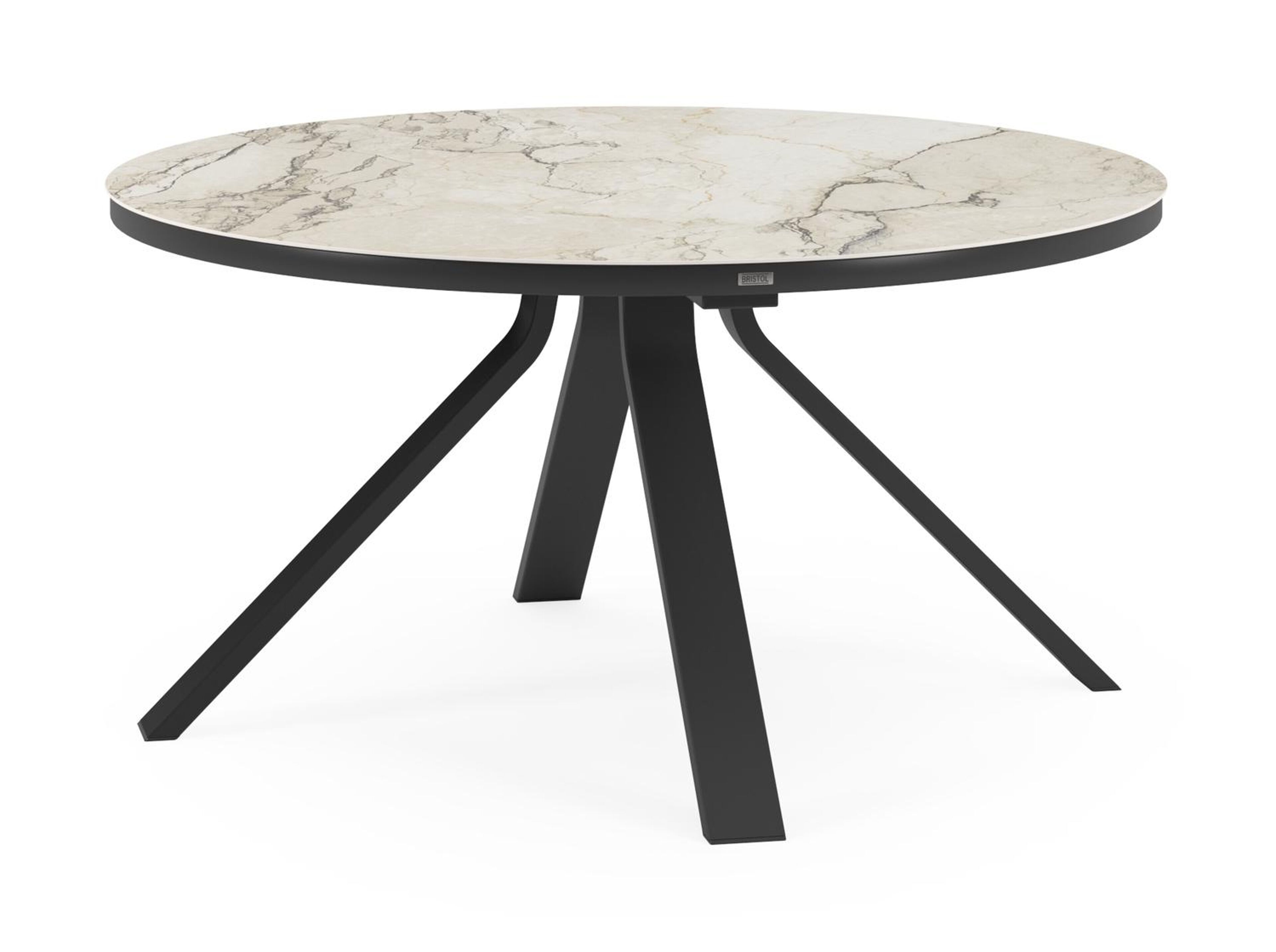 Cesano tuintafel rond in zwart aluminium en volkeramiek colorado dunes - Dia. 148 x H 73.5 cm
