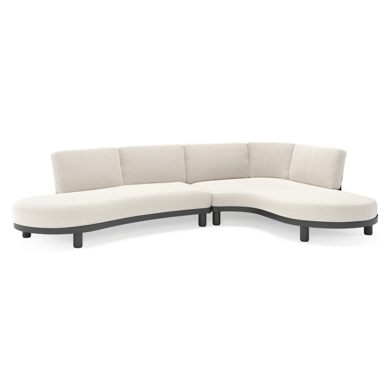 Donato loungehoek in zwart aluminium met all weather solica Firenze Natural kussen