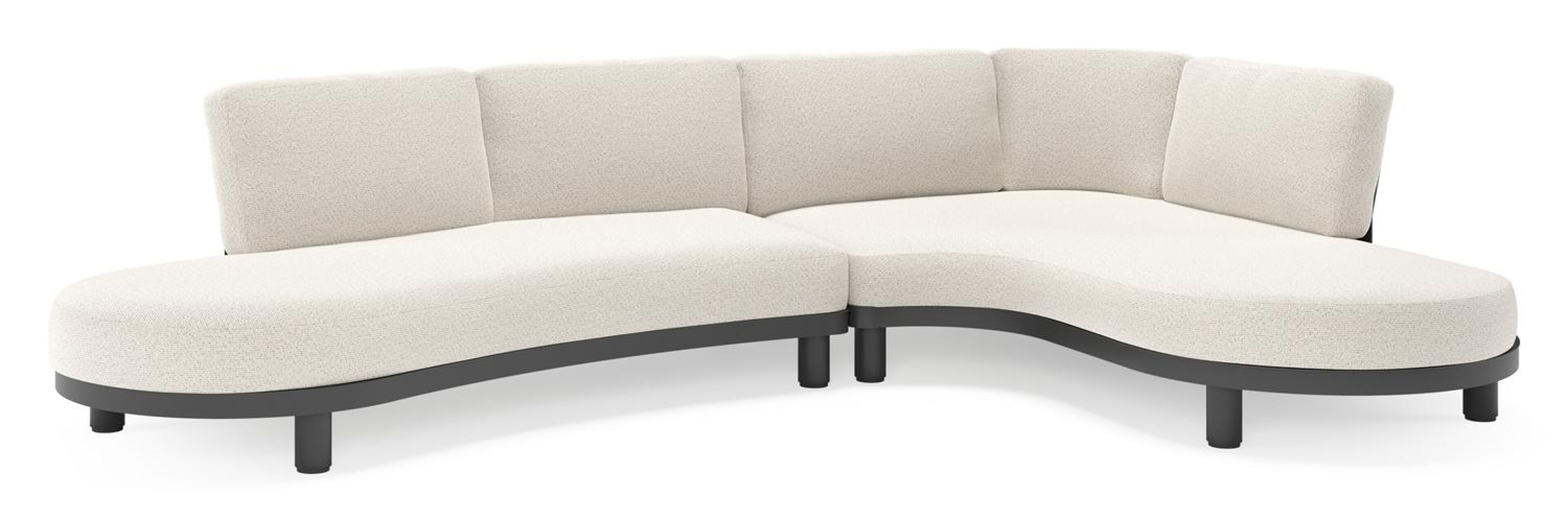Donato loungehoek in zwart aluminium met all weather solica Firenze Natural kussen