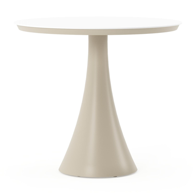 Fano tuintafel rond in beige aluminium en volkeramiek Arctic White - Dia. 85 x H 75 cm
