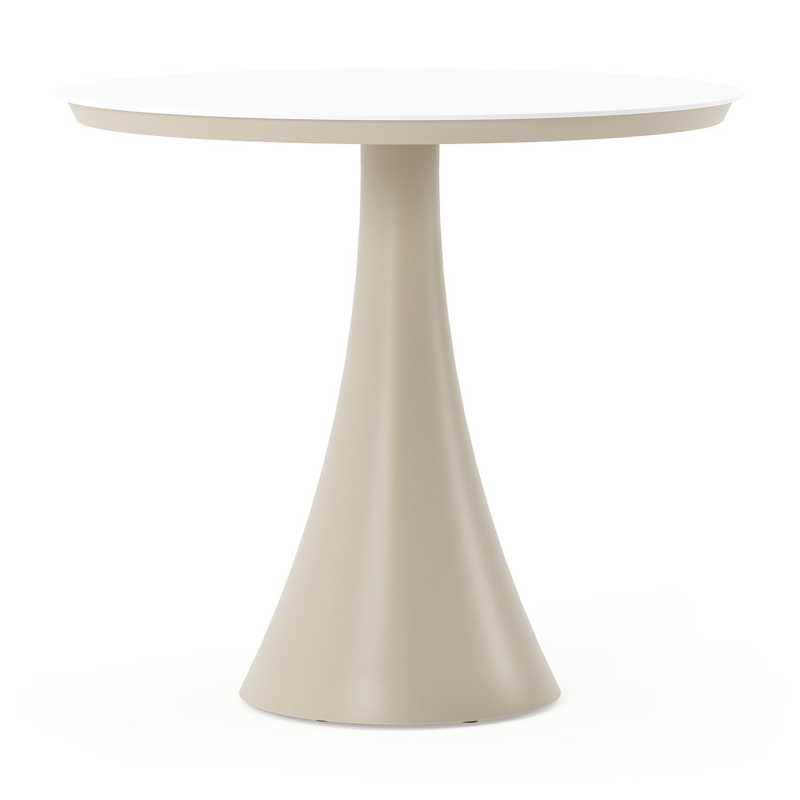 Fano tuintafel rond in beige aluminium en volkeramiek Arctic White - Dia. 85 x H 75 cm