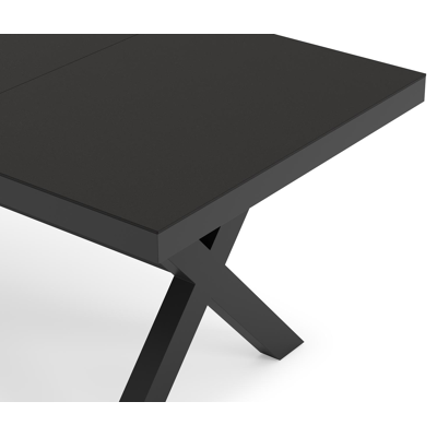 Bahia tuintafel rechthoekig in zwart aluminium en sintered stone zwart - L 200 x B 92 x H 75 cm