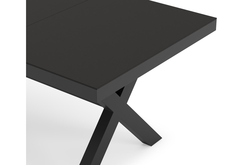 Bahia tuintafel rechthoekig in zwart aluminium en sintered stone zwart - L 200 x B 92 x H 75 cm