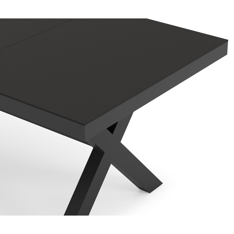 Bahia tuintafel rechthoekig in zwart aluminium en sintered stone zwart - L 200 x B 92 x H 75 cm