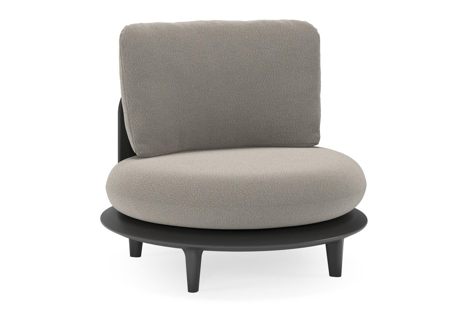 Bomero loungestoel in zwart aluminium met lopi silver all weather sunbrella® luxe kussen