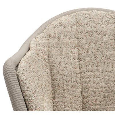 Pagino tuinstoel in teak en beige verticaal geweven ronde rope met zitkussen in All Weather Cosytica Bora Jungle