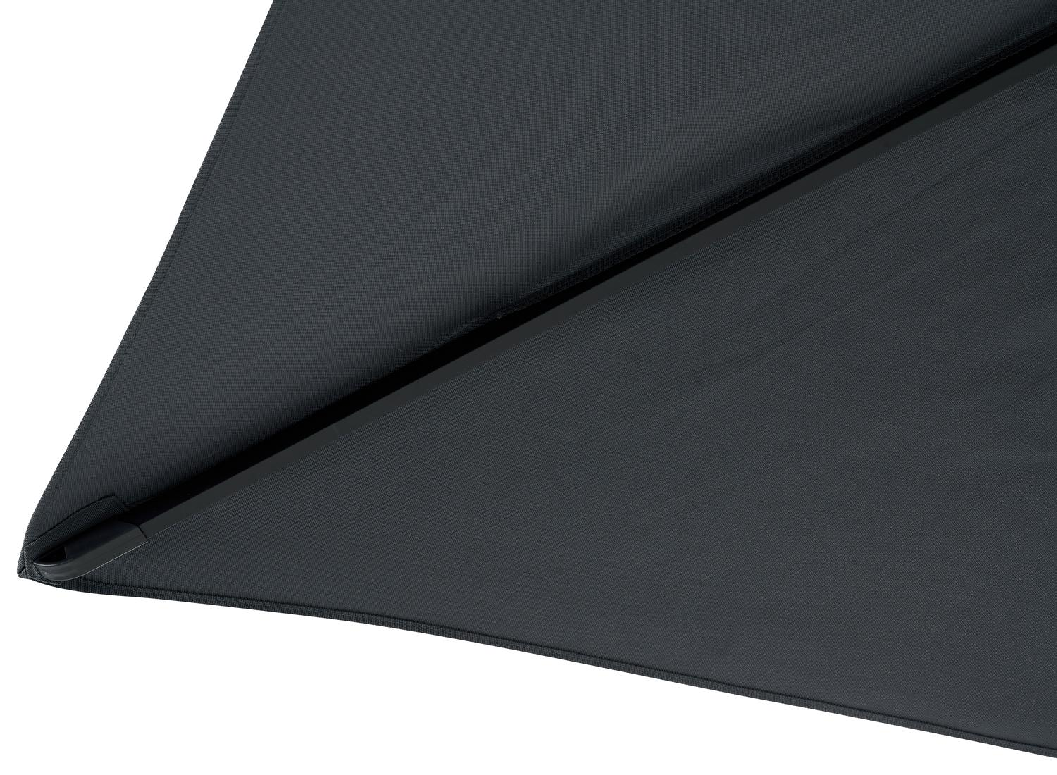 Viola staanparasol in zwart aluminium met grijs weather+ softtouch parasoldoek - L1 300 x L2 300 cm (met voet)