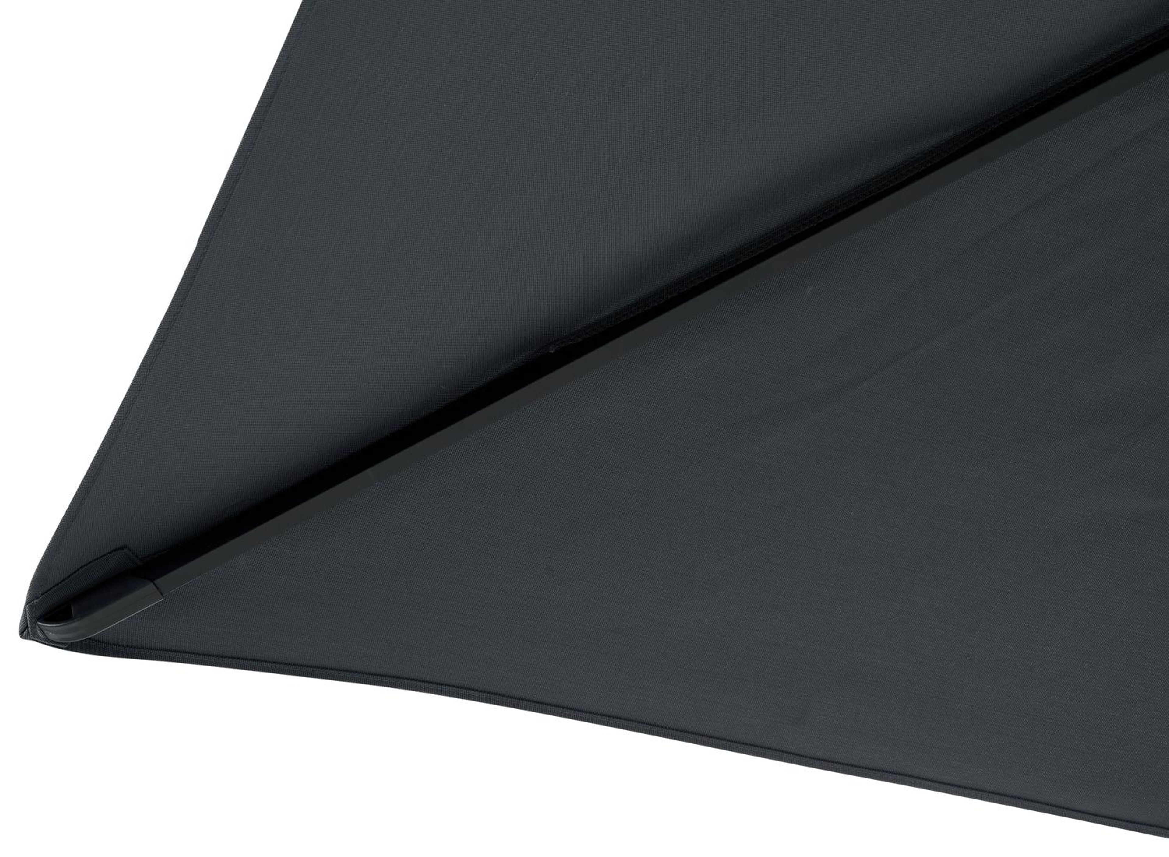 Viola staanparasol in zwart aluminium met grijs weather+ softtouch parasoldoek - L1 300 x L2 300 cm (zonder voet)
