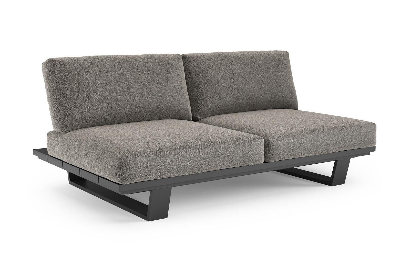 Pagino loungebank in zwart aluminium met chartres drizzle all weather sunbrella® luxe kussen