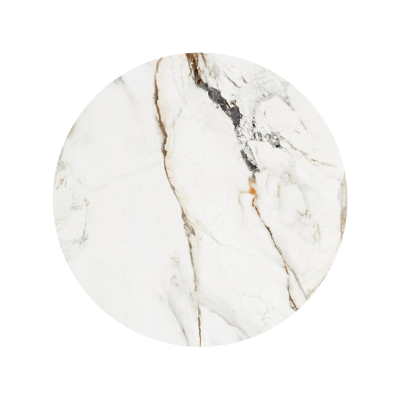 Fano tuintafel in wit aluminium en volkeramiek calacatta luxe - Dia. 85 x H 75 cm