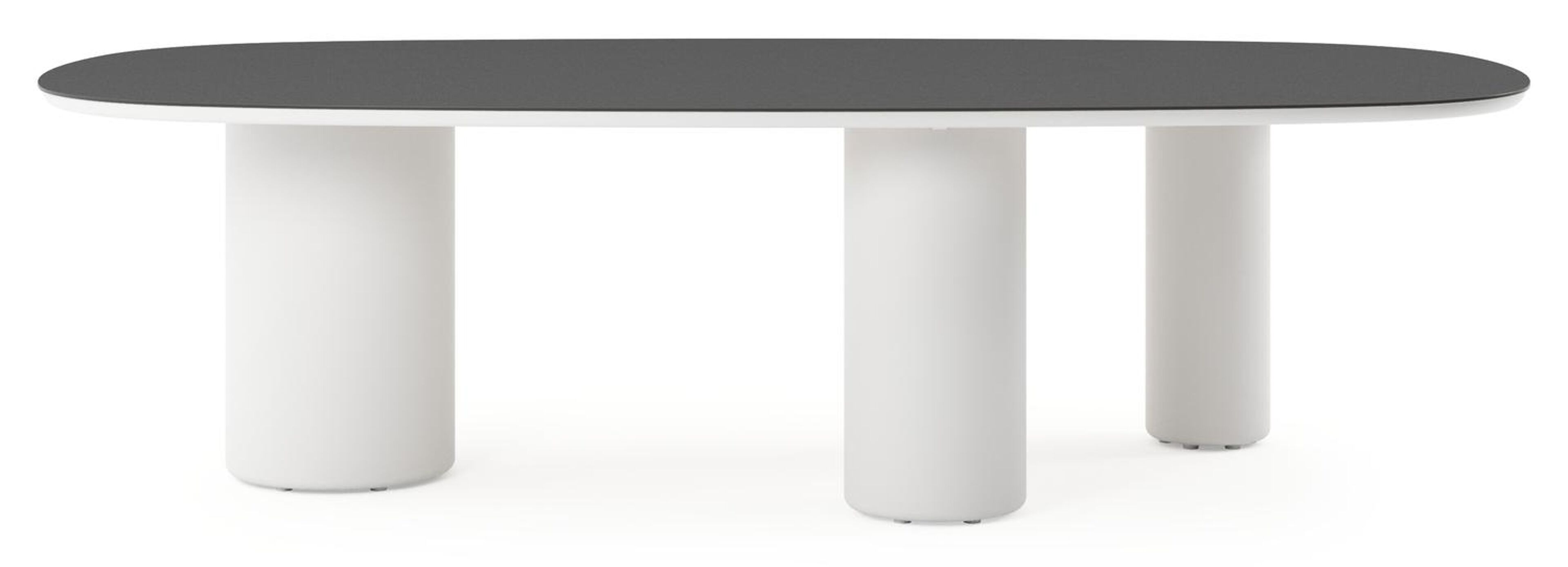 Table de jardin Amico bombo xl en aluminium blanc et céramique pleine Nero Black - Lg. 270 x Lrg. 148 x Haut. 74 cm