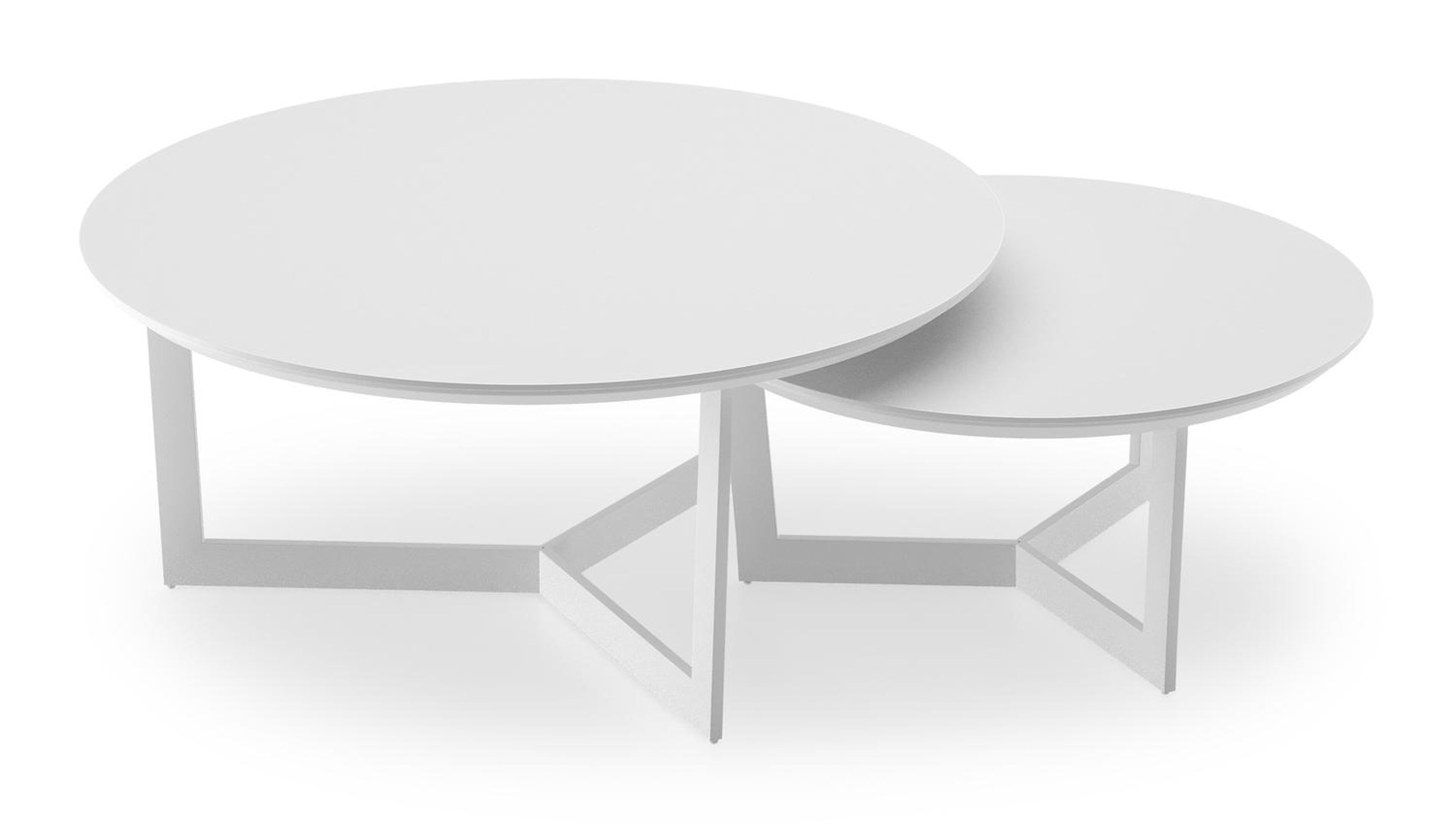 Lacrima loungetafels in wit aluminium en arctic white volkeramiek - Dia. 85/65 x H 35/30 cm