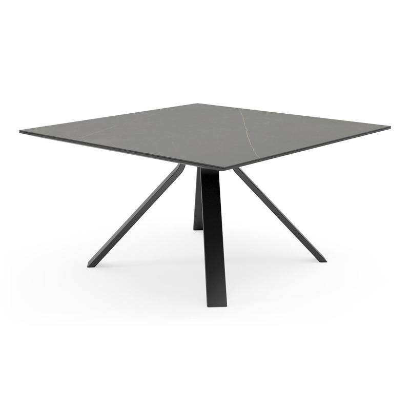 Cesano tuintafel in zwart aluminium en volkeramiek calatorao - L 148 x B 148 x H 74,5 cm