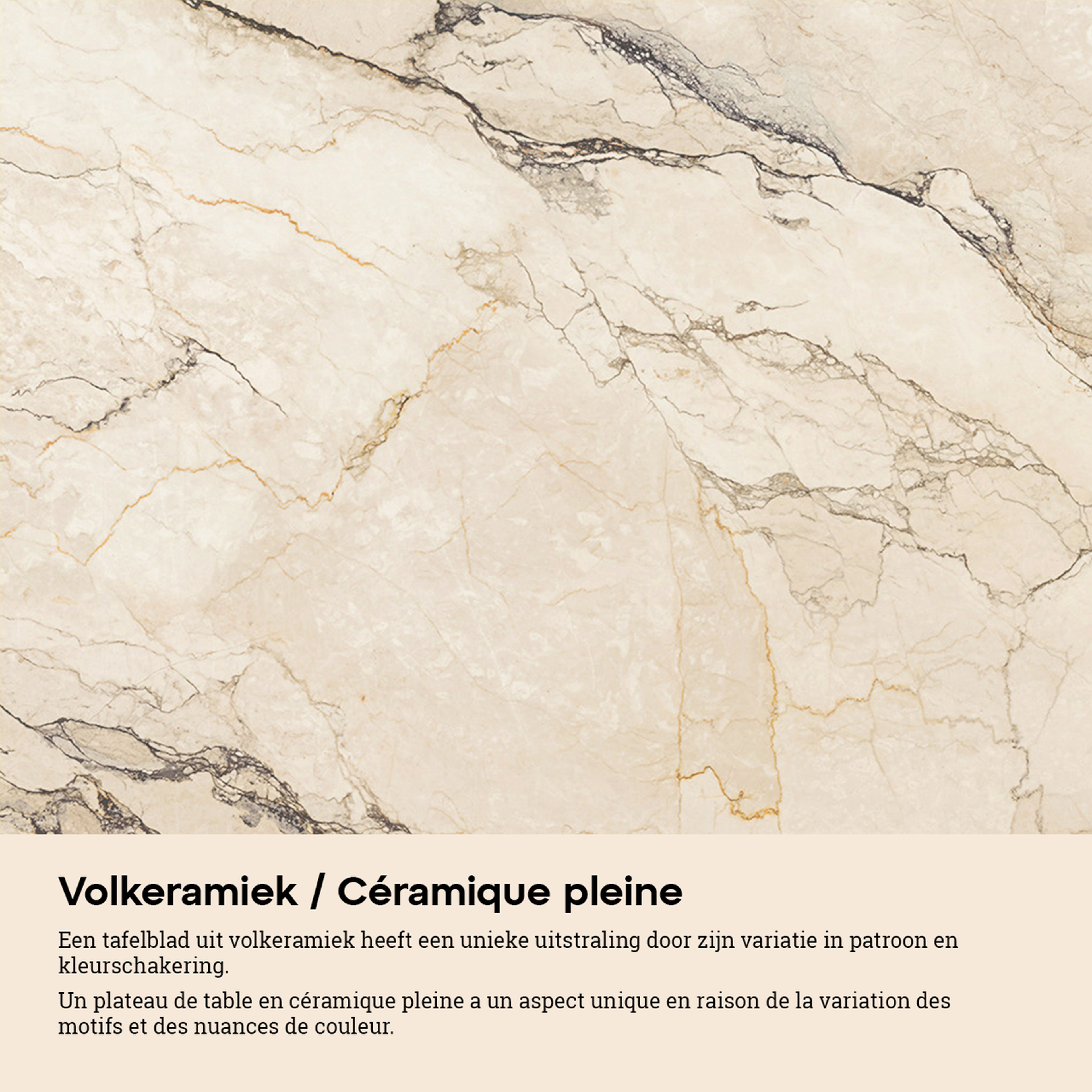 Rondino picknicktafel in beige aluminium en volkeramiek Colorado Dunes - Dia. 148 cm