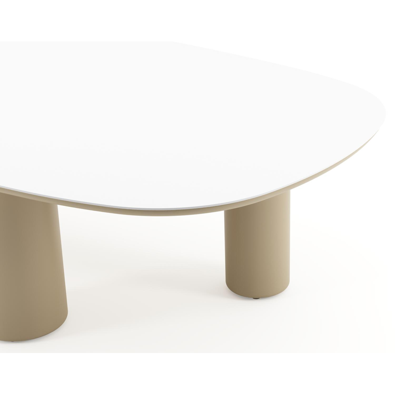 Amico tuintafel bombo xl in beige aluminium en volkeramiek Arctic White - L 270 x B 148 x H 73.5 cm