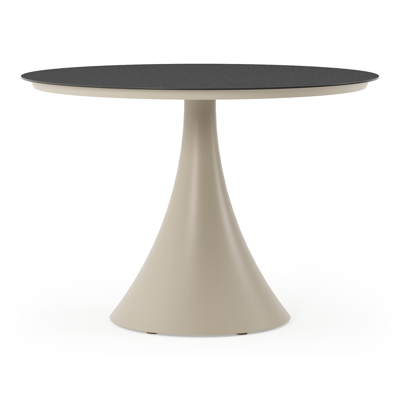 Fano tuintafel rond in beige aluminium en volkeramiek Nero Black - Dia. 110 x H 75 cm