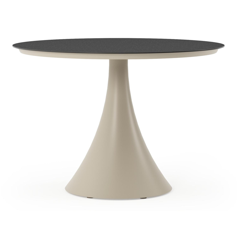 Fano tuintafel rond in beige aluminium en volkeramiek Nero Black - Dia. 110 x H 75 cm