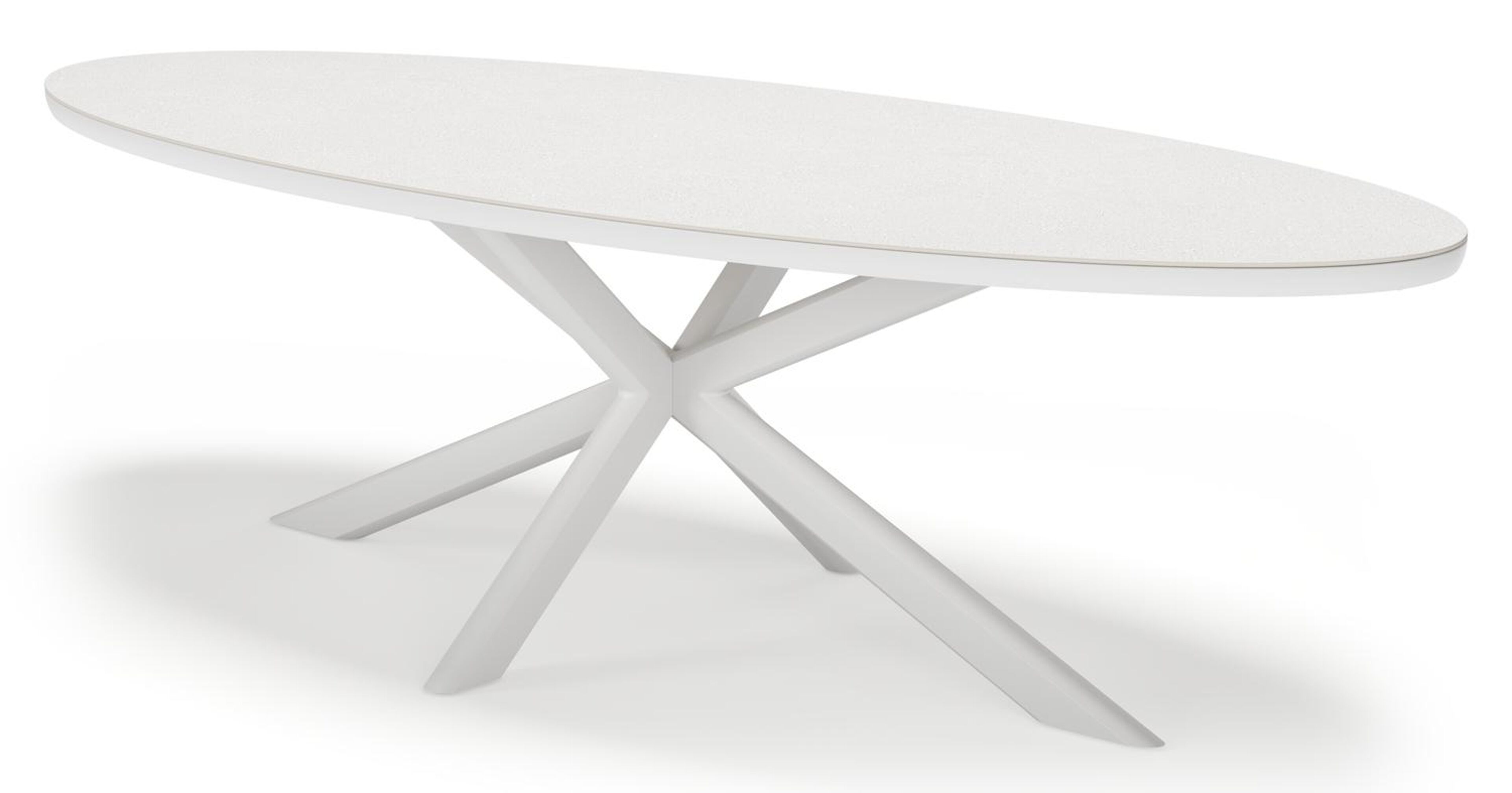 Pamplona tuintafel ovaal in wit aluminium en sintered stone Topo minerale - L 270 x B 120 x H 72 cm