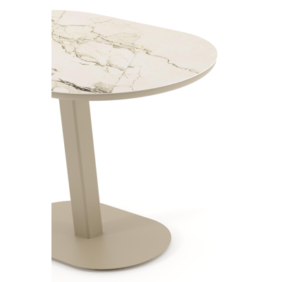 Teramo tuintafel bombo in beige aluminium en volkeramiek Colorado Dunes - L 110 x B 70 x H 73.7 cm