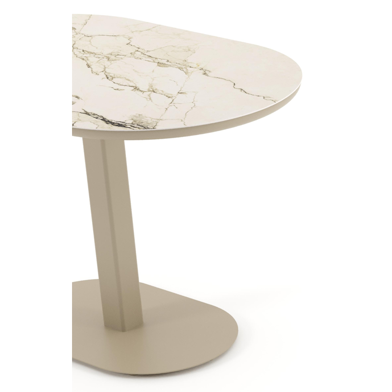 Teramo kantelbare tuintafel bombo in beige aluminium en volkeramiek Colorado Dunes - L 110 x B 70 x H 74 cm