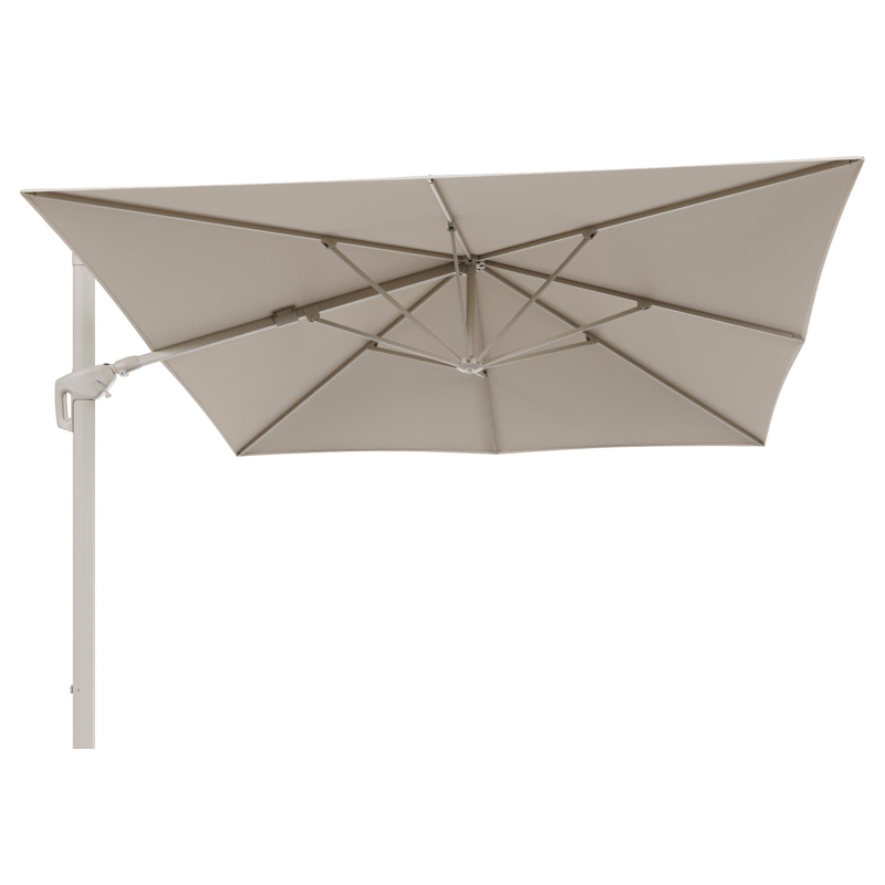 Minore zweefparasol met tiltfunctie in beige aluminium en Heritage Papyrus All Weather Sunbrella® Luxe parasoldoek - L1 350 x L2 350 cm (zonder voet) (zonder voet)