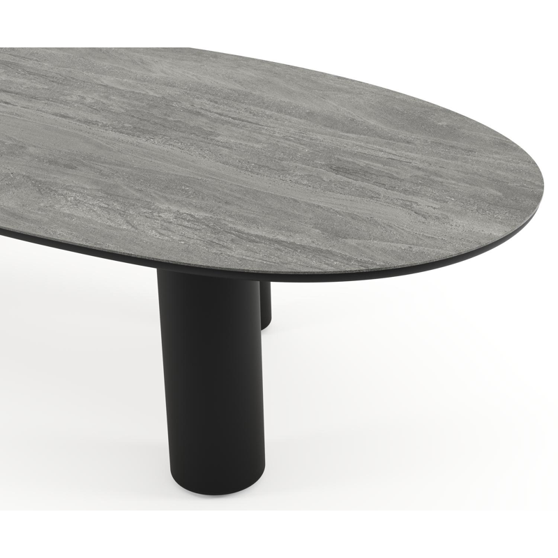 Amico tuintafel mango in zwart aluminium en volkeramiek Aspen Grey - L 320 x B 140 x H 73.5 cm