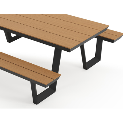 Altura picknicktafel in zwart aluminium en polywood tafelblad - L 220 x B 174 x H 74 cm