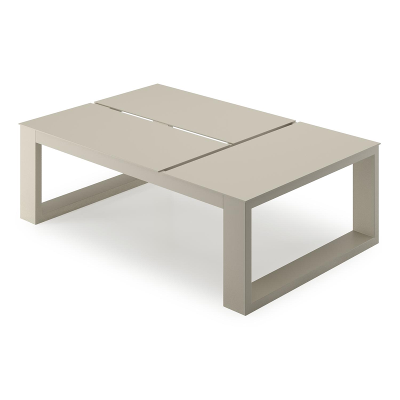 Table basse Verato en aluminium beige - Lg. 120 x Lrg. 80 x Haut. 39,5 cm