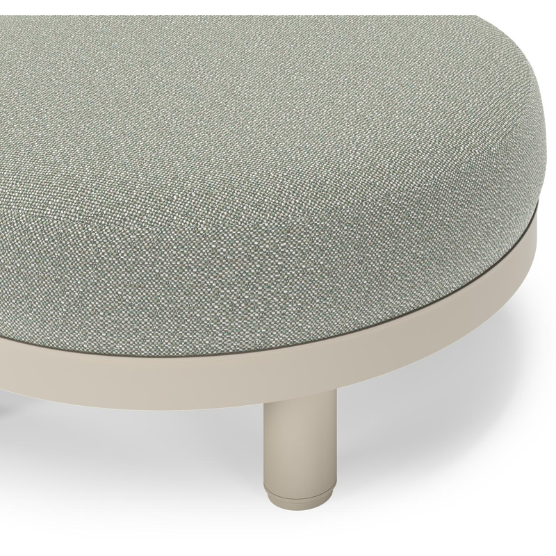 Donato lounge poef in beige aluminium met all weather sunbrella® luxe Savane Leaf kussen