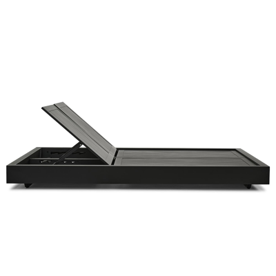 Como verstelbaar dubbel ligbed in zwart aluminium met natte charcoal chine Sunbrella® Premium kussen