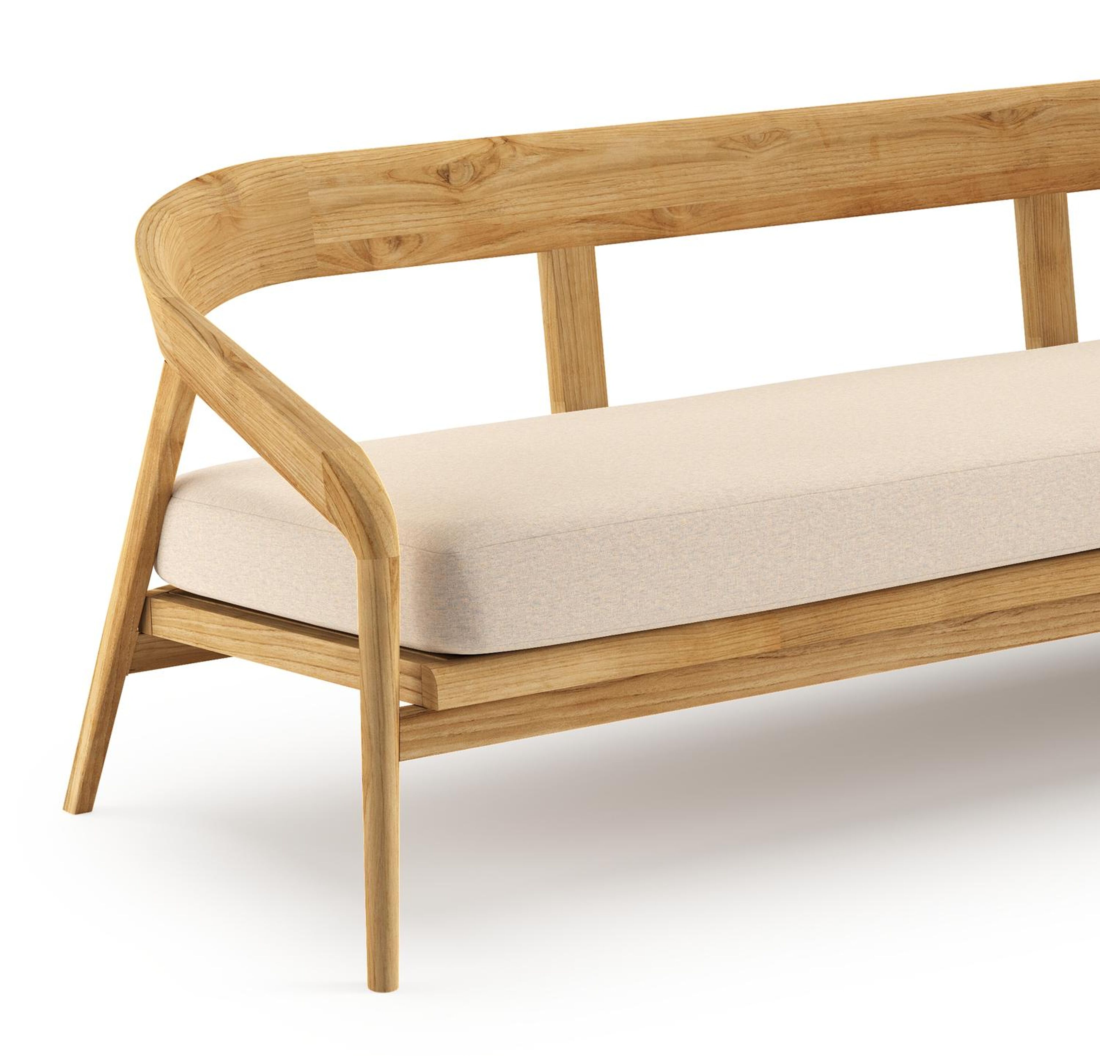 Lacrima loungebank 3-zit in teak met heritage papyrus all weather sunbrella® luxe kussen