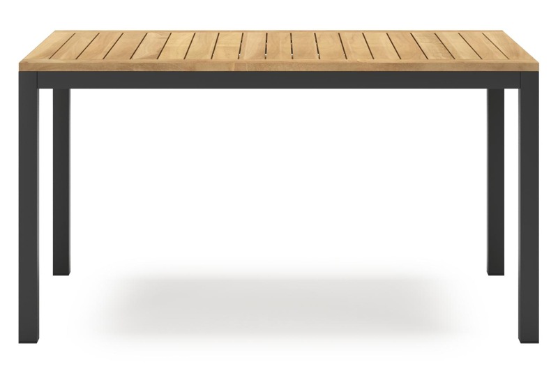 Feltro rechthoekige tuinset in zwart aluminium en teak natural finish met 4 Zamora tuinstoelen