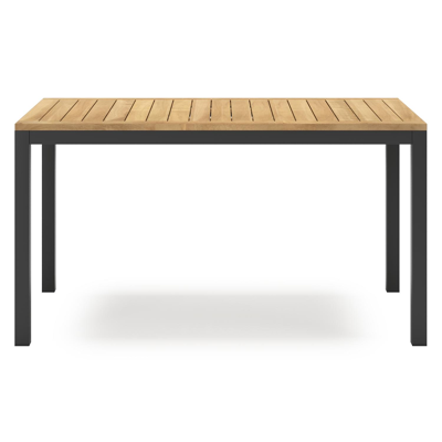 Feltro rechthoekige tuinset in zwart aluminium en teak natural finish met 4 Zamora tuinstoelen