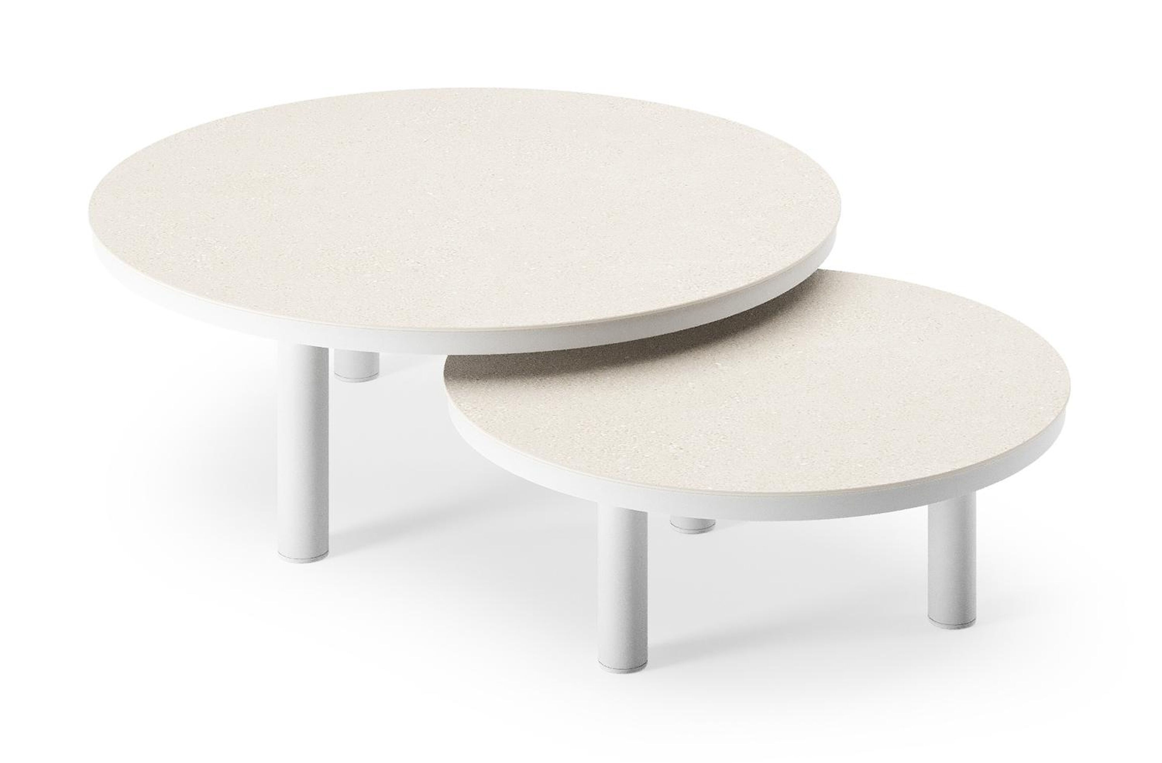 Lindo loungetafel in wit aluminium en sintered stone crema minerale