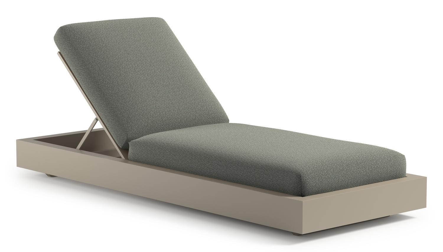 Como verstelbaar ligbed in beige aluminium met savane leaf all weather sunbrella® luxe