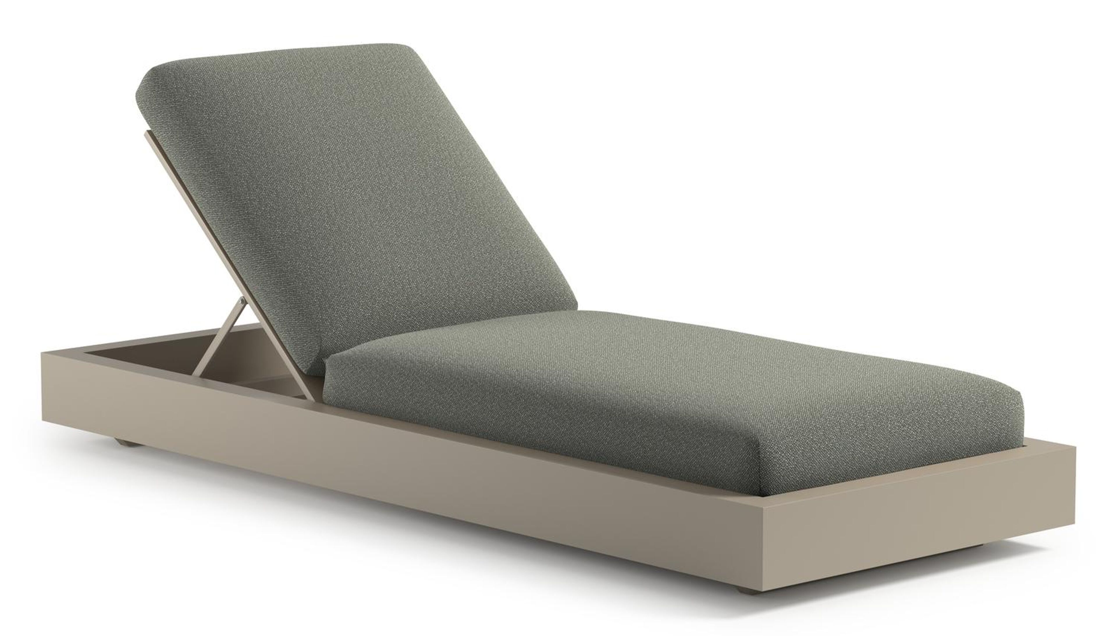 Como verstelbaar ligbed in beige aluminium met savane leaf all weather sunbrella® luxe