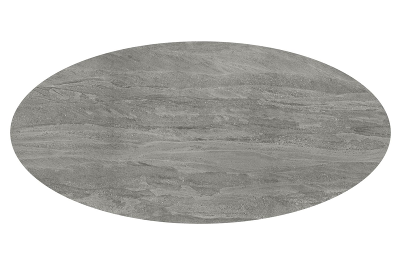 Amico tuintafel ovaal in wit aluminium en volkeramiek Aspen Grey - L 260 x B 125 x H 73.5 cm