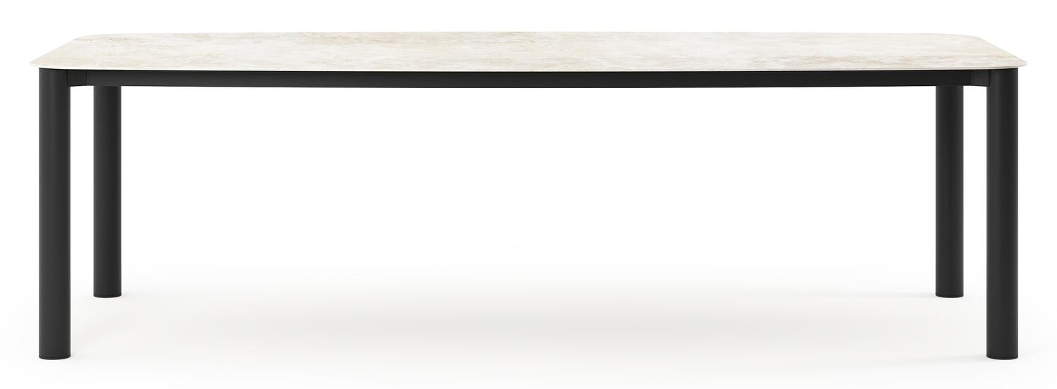 Orso tuintafel bootvorm in zwart aluminium en volkeramiek Rapolano L 255 x B 115 cm