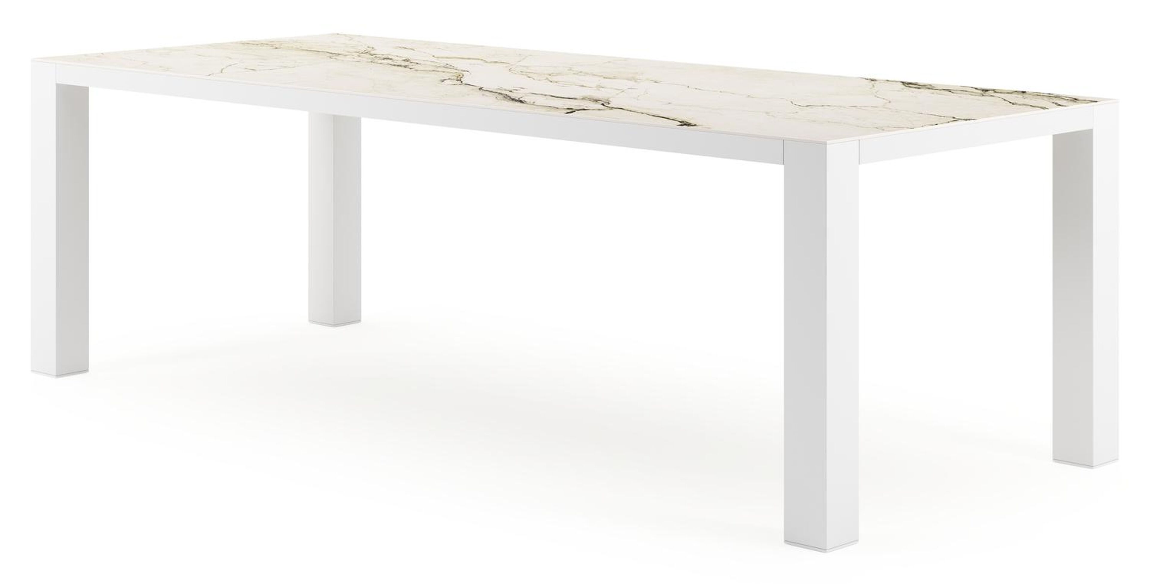 Nano tuintafel rechthoekig in wit aluminium en volkeramiek colorado dunes - L 240 x B 100 x H 75 cm