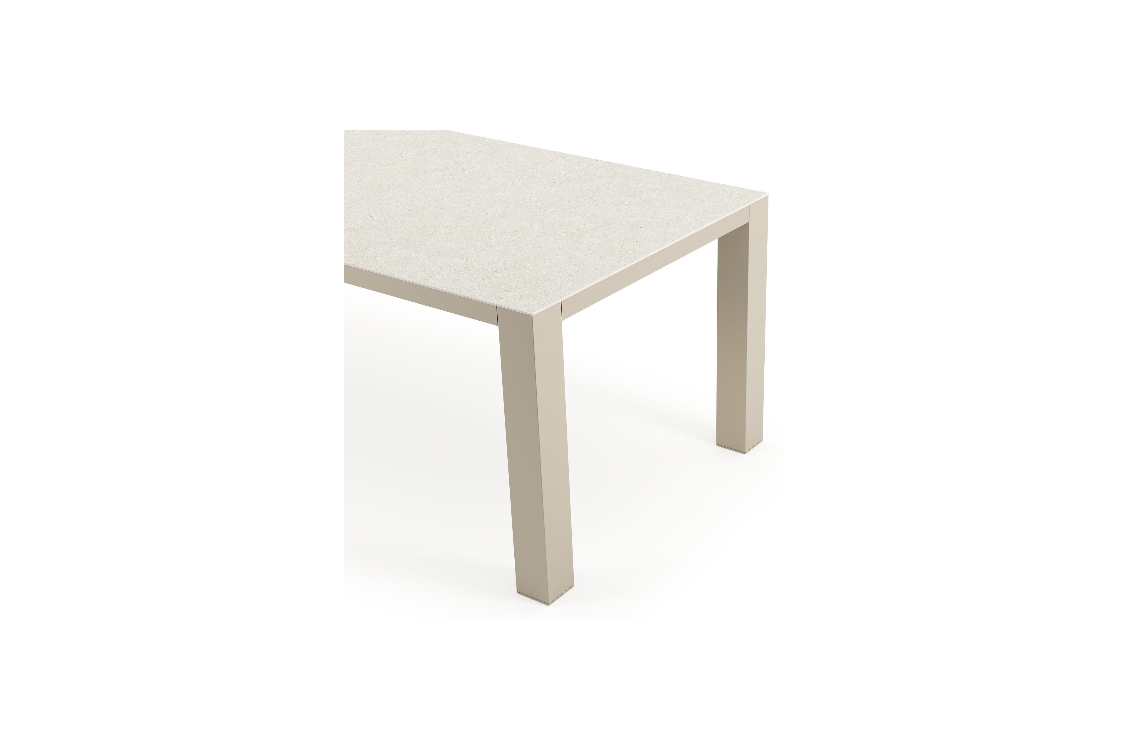 Nano tuintafel rechthoekig in beige aluminium en volkeramiek Shilin L 240 x B 100 x H 75 cm