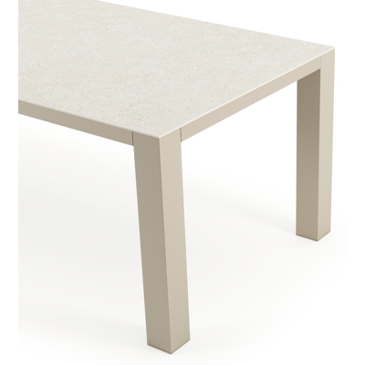 Table de jardin Nano rectangulaire en aluminium beige et céramique pleine Shilin Lg. 240 x Lrg. 100 x Haut. 75 cm