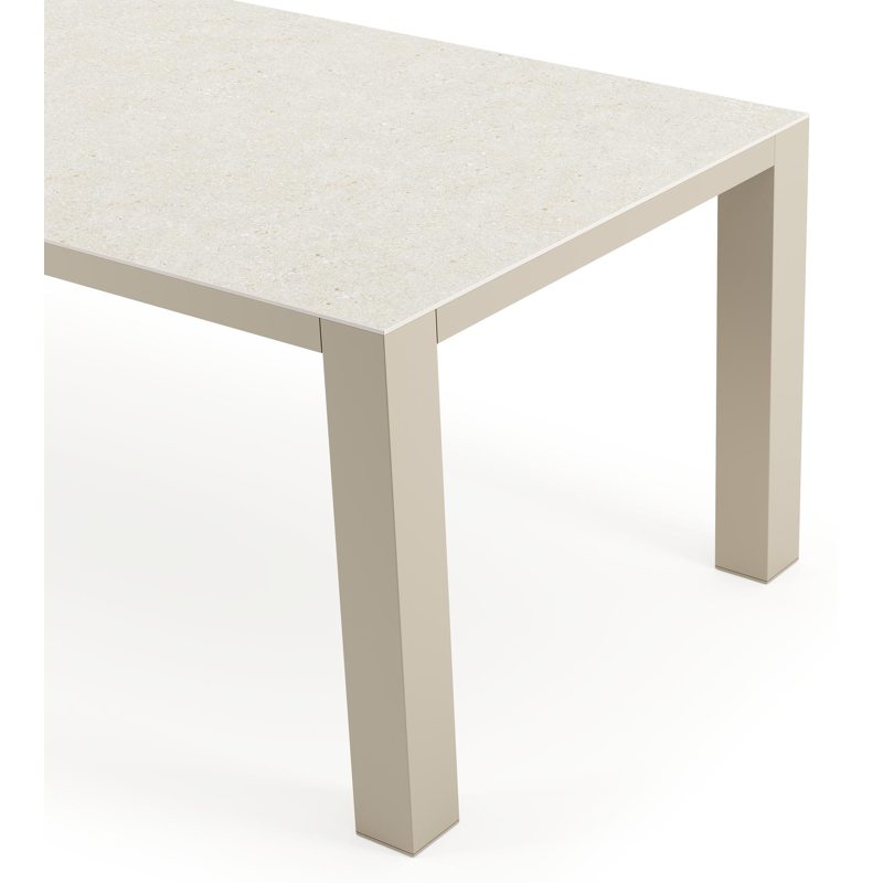 Table de jardin Nano rectangulaire en aluminium beige et céramique pleine Shilin Lg. 240 x Lrg. 100 x Haut. 75 cm
