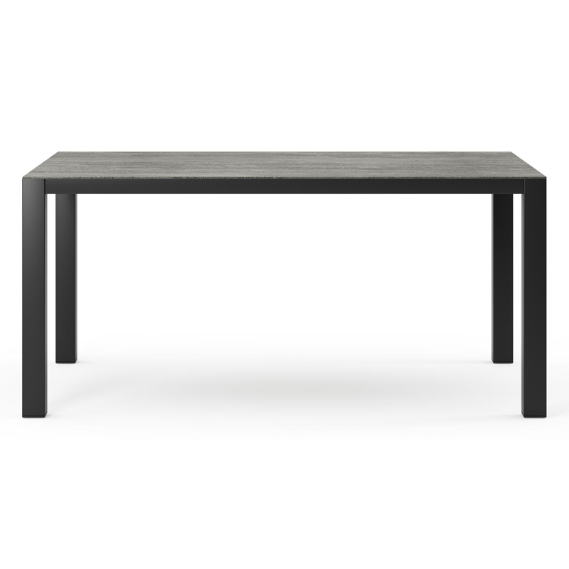 Table de jardin Como en aluminium noir et céramique pleine aspen grey - Lg 160 x Larg. 100 x H 75 cm