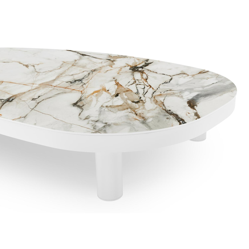 Donato loungetafel in wit aluminium en volkeramiek calacatta luxe - L 151 x B 90 x H 25 cm