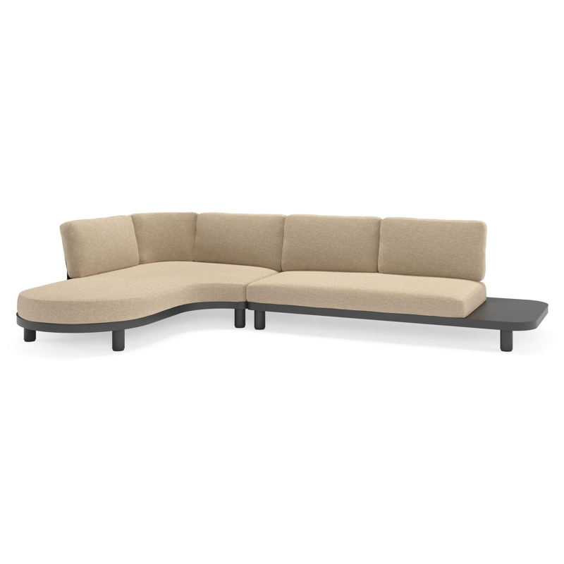 Donato loungehoek in zwart aluminium met all weather cosytica Madagascar Oak kussen