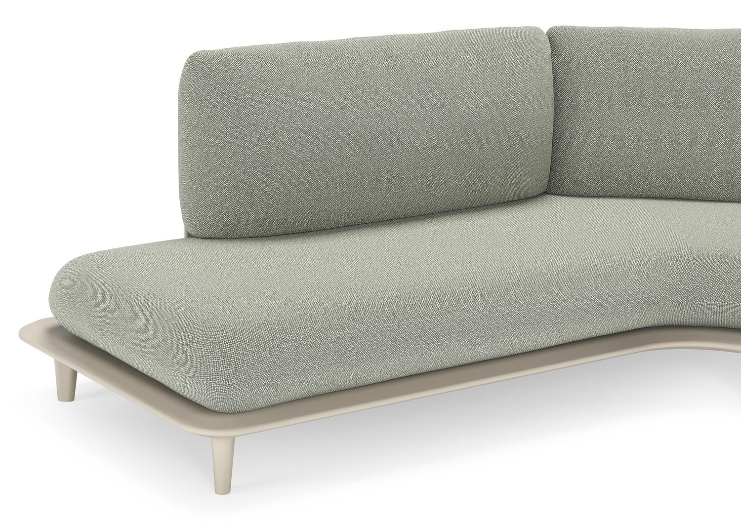 Bomero loungehoek in beige aluminium met savane leaf all weather sunbrella® luxe kussen