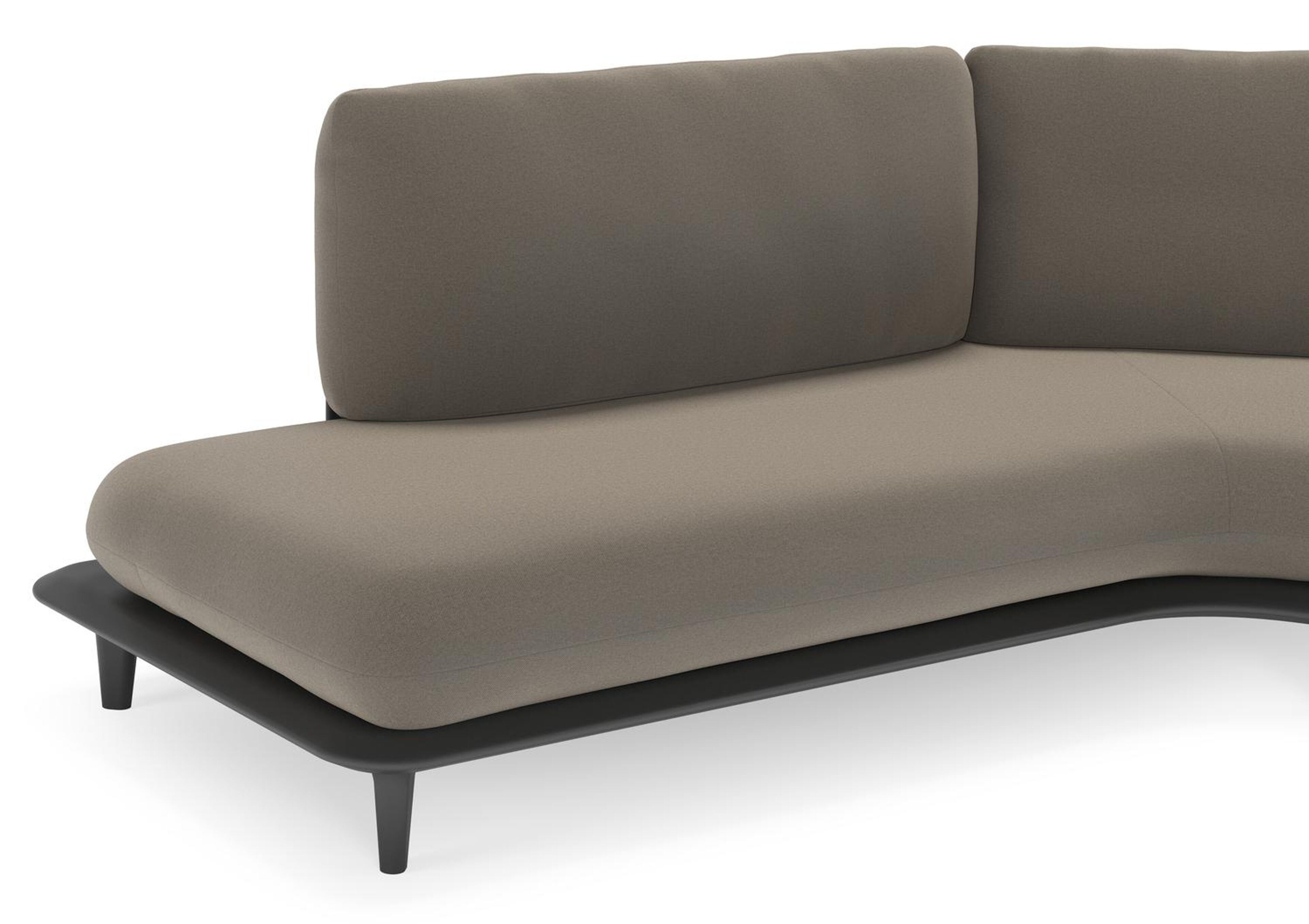 Bomero loungehoek in zwart aluminium met natte carbon beige all weather sunbrella® luxe kussen