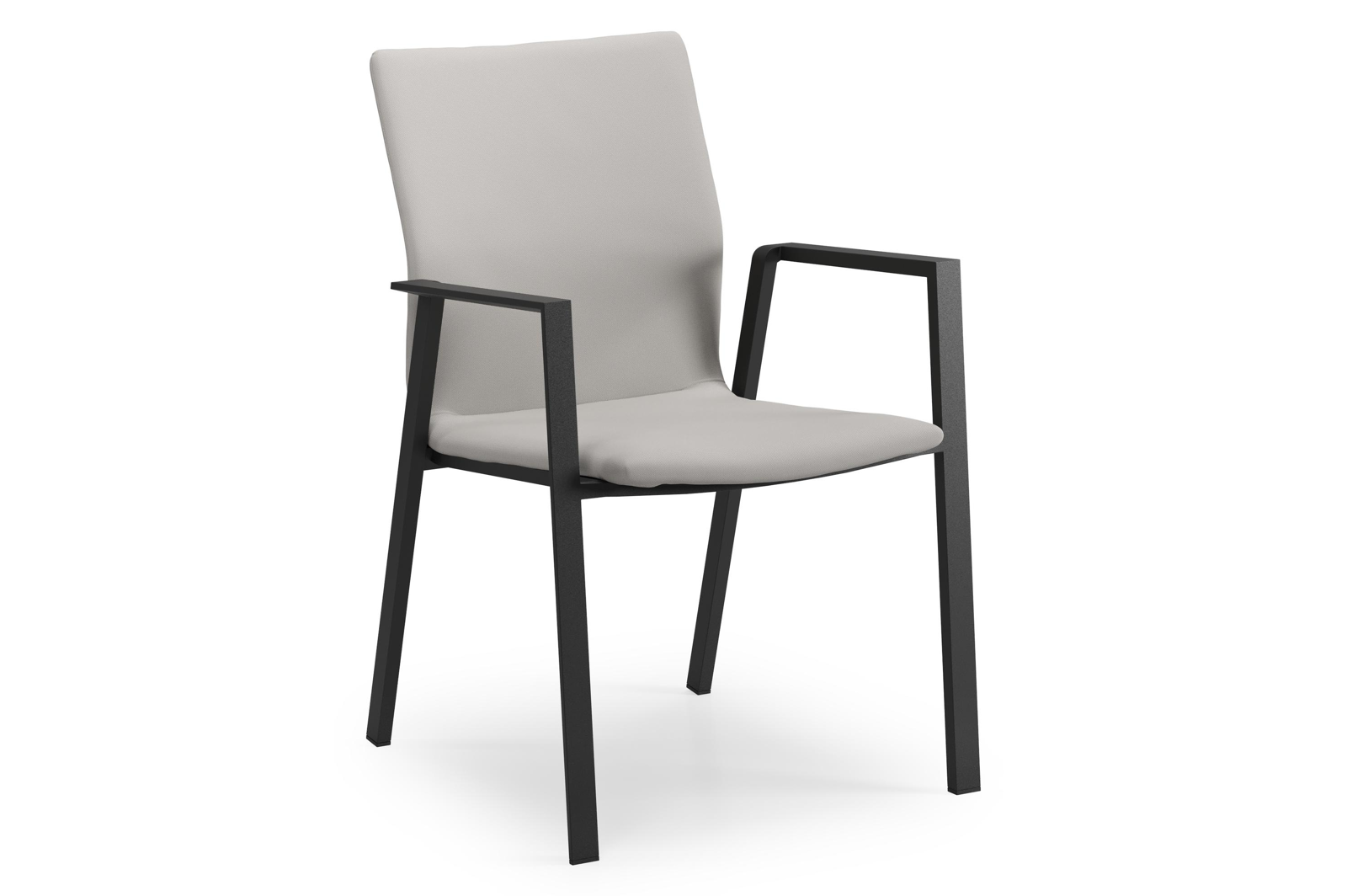 Chaise de jardin empilable Madura in aluminium noir et textilène confort gris