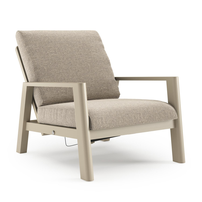 Cirello loungestoel in beige aluminium met chartres pewter all weather sunbrella® luxe kussen